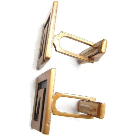 Modernist Copper Cufflinks Square Shirt Accessories Wedding Pat Pending Vintage - Picture 3 of 12